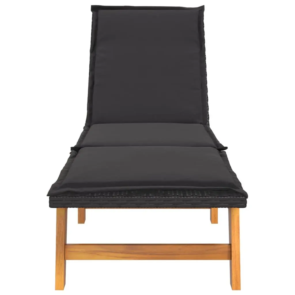 Sun Loungers Outdoor Garden Patio Reclining Chairs 2 pcs with Cushions Black