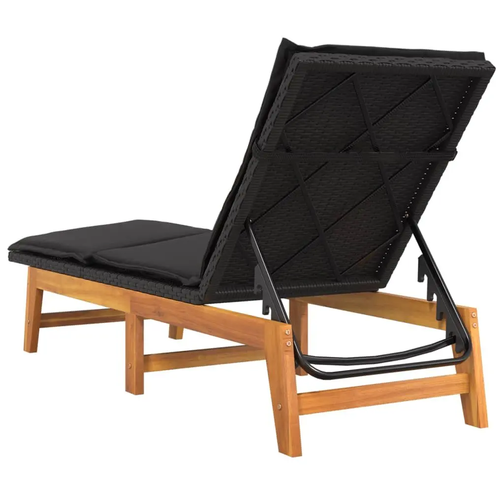 Sun Loungers Outdoor Garden Patio Reclining Chairs 2 pcs with Cushions Black