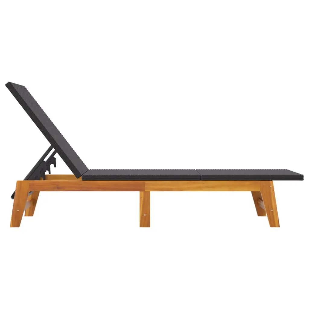 Sun Lounger Outdoor Garden Patio Reclining Chair with Side Table Black
