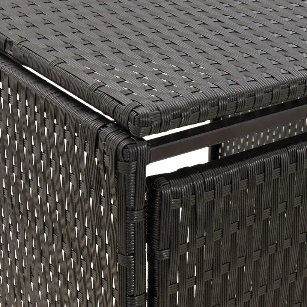 Double Wheelie Bin Shed Garden Storage Black Poly Rattan Outdoor Waste