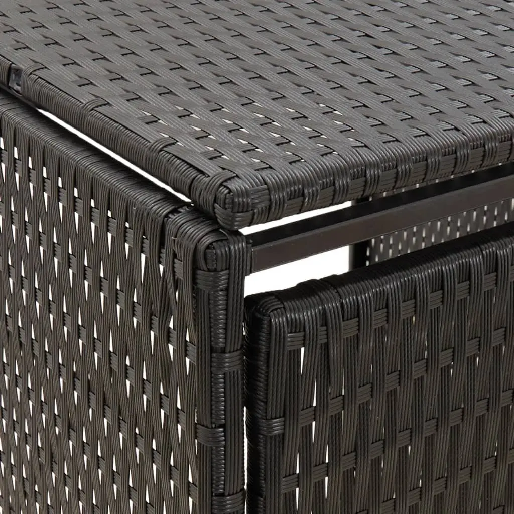 Triple Wheelie Bin Shed Storage Box Black Garden Waste Enclosure with Hinged Lid and Lockable Front Doors
