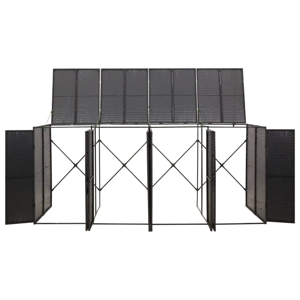 Quadruple Wheelie Bin Shed Black Outdoor Garden Waste Container Enclosure