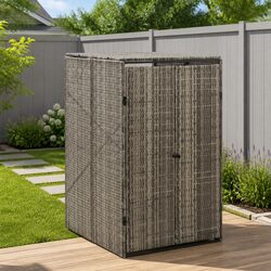 Grey Wheelie Bin Shed Specifications: 70x80x117cm