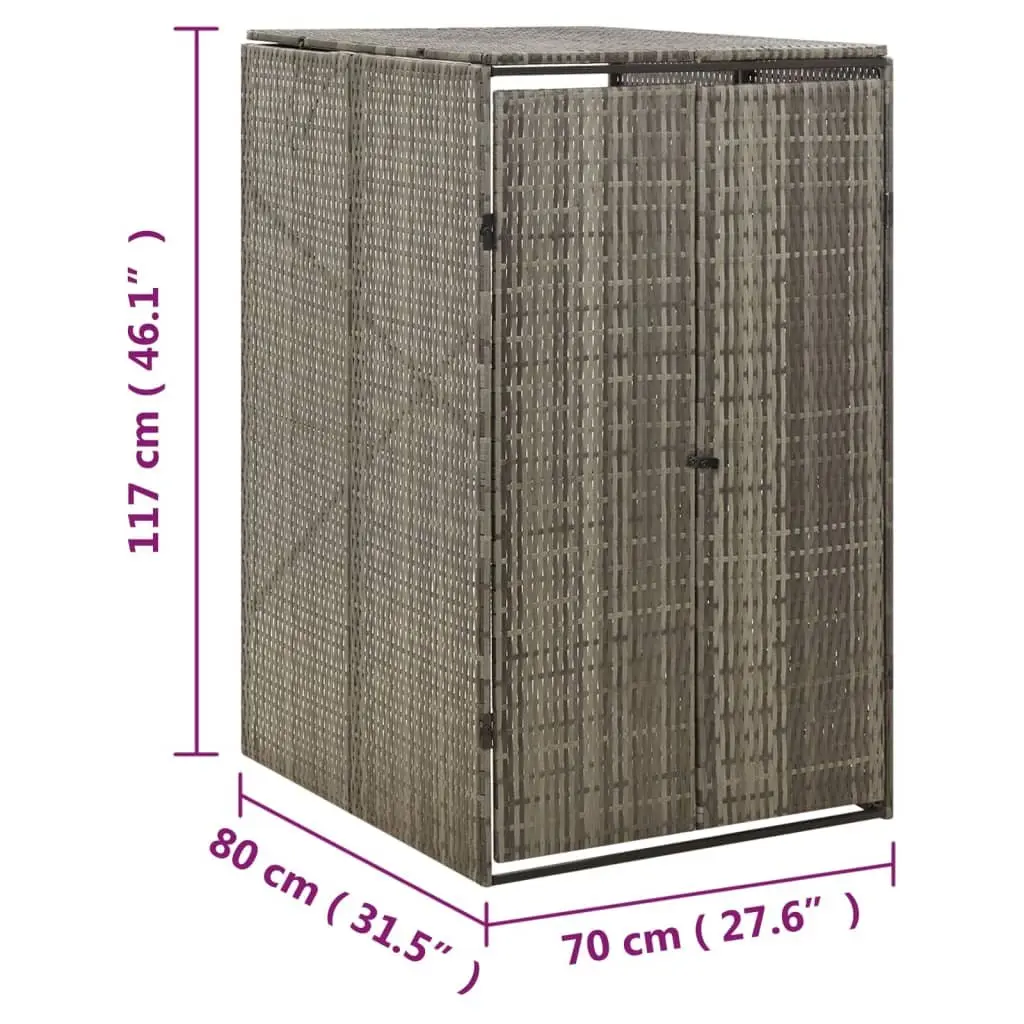 Wheelie Bin Shed Outdoor Garden Storage Grey 70x80x117cm
