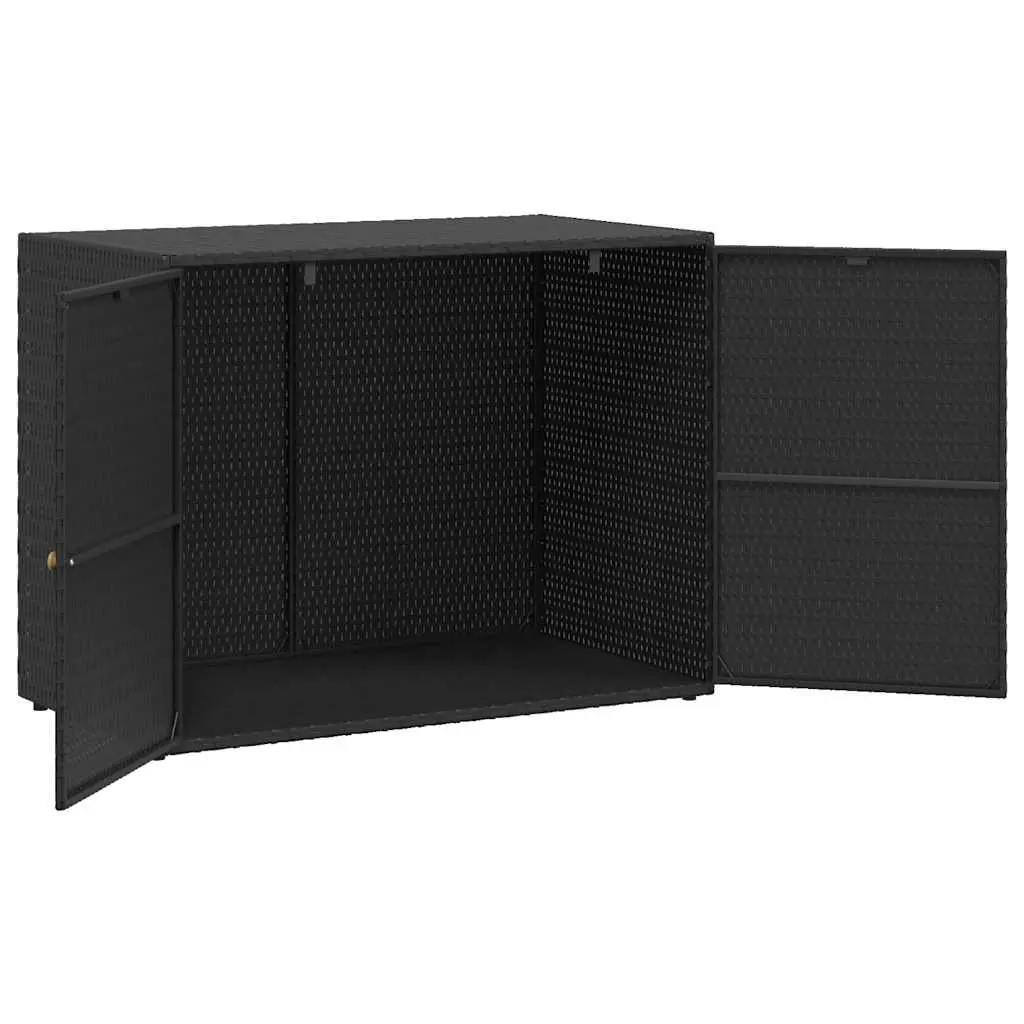 Garden Storage Cabinet Black Outdoor Poly Rattan Shed Tool Chest Waterproof