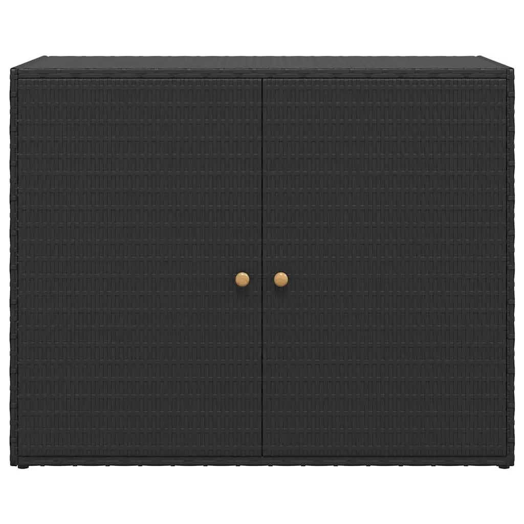 Garden Storage Cabinet Black Outdoor Poly Rattan Shed Tool Chest Waterproof