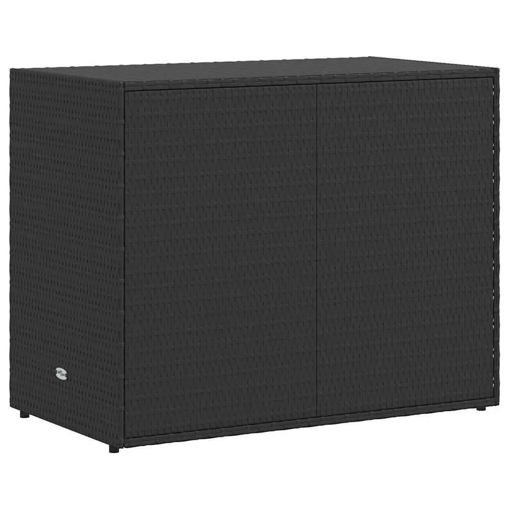 Garden Storage Cabinet Black Outdoor Poly Rattan Shed Tool Chest Waterproof