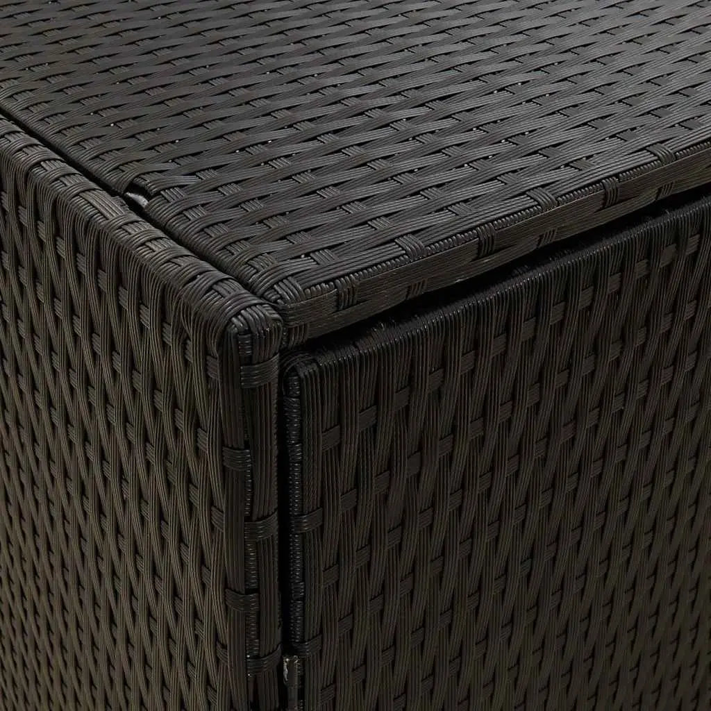 Garden Storage Cabinet Black Outdoor Poly Rattan Shed Tool Chest Waterproof