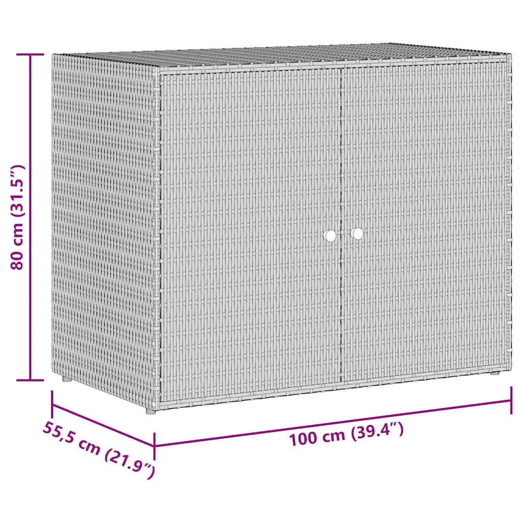 Garden Storage Cabinet Black Outdoor Poly Rattan Shed Tool Chest Waterproof