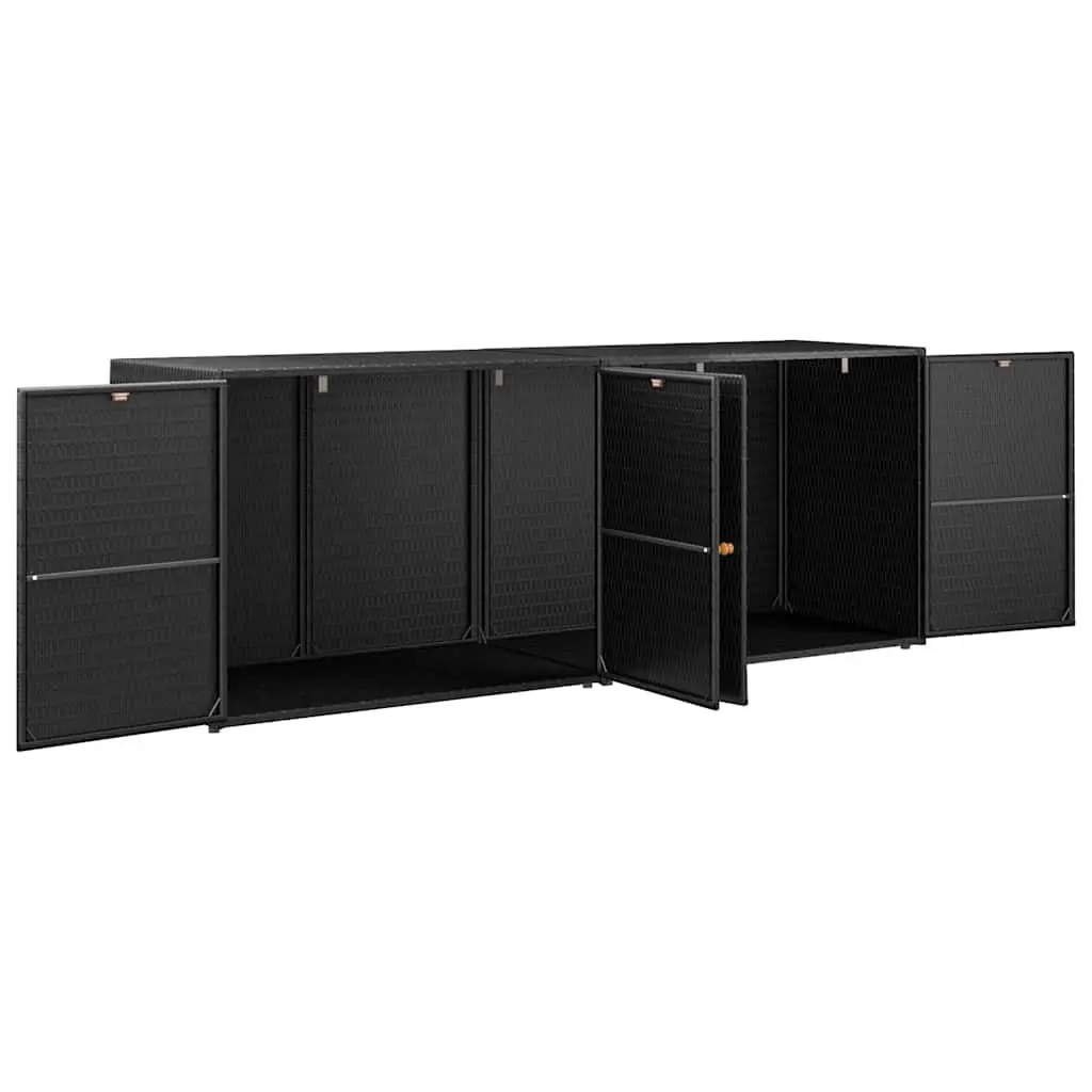 Garden Storage Cabinet Black Outdoor Rattan Furniture Patio Deck Tool Chest