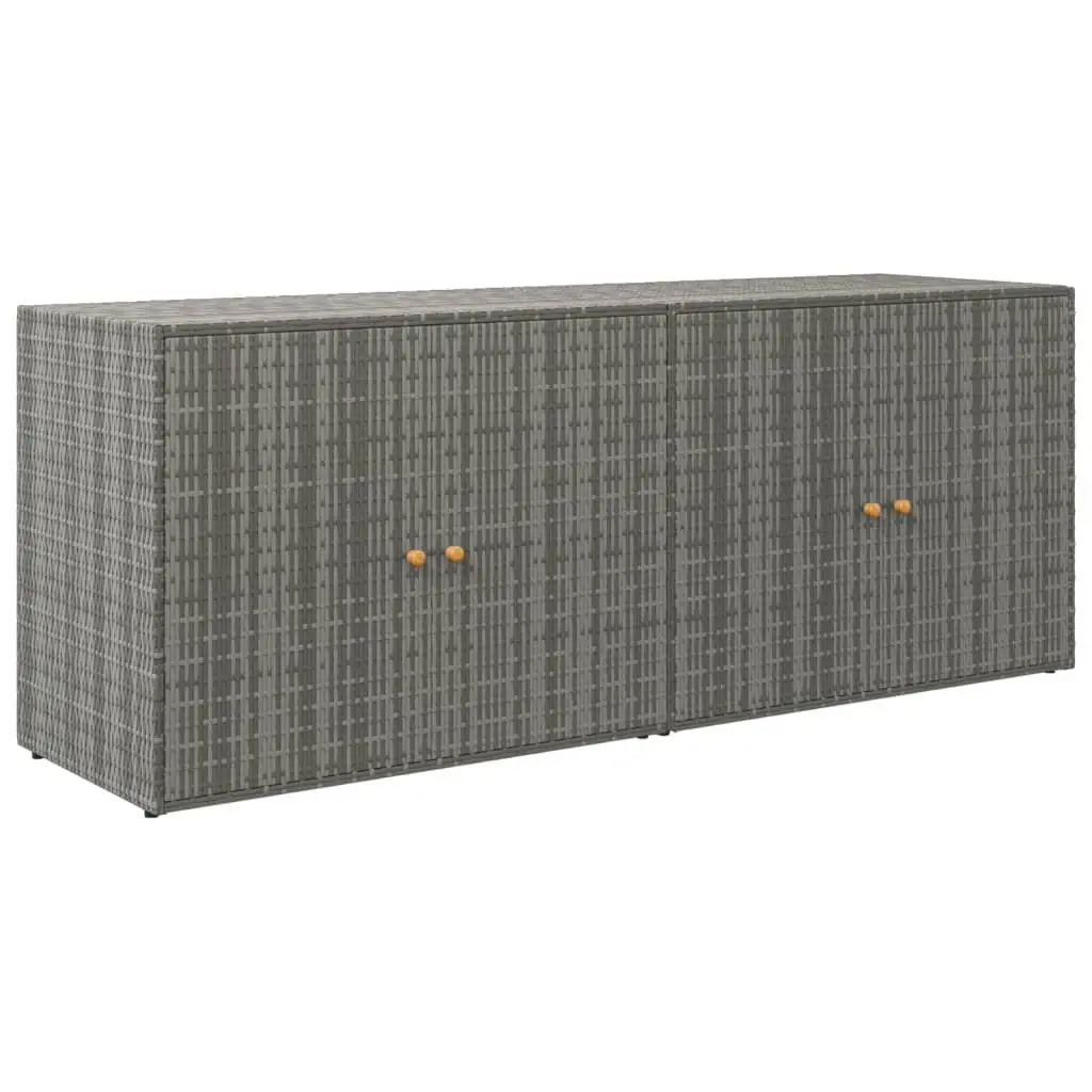 Garden Storage Cabinet Outdoor Grey Poly Rattan 198 x 55.5 x 80 cm