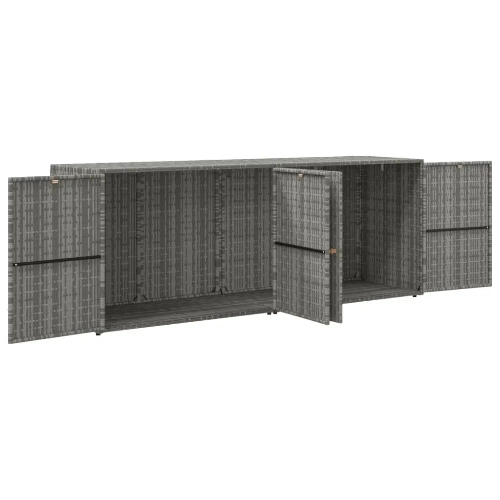 Garden Storage Cabinet Outdoor Grey Poly Rattan 198 x 55.5 x 80 cm