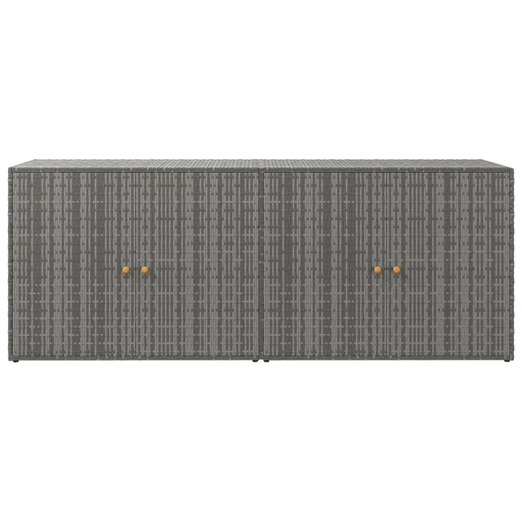 Garden Storage Cabinet Outdoor Grey Poly Rattan 198 x 55.5 x 80 cm
