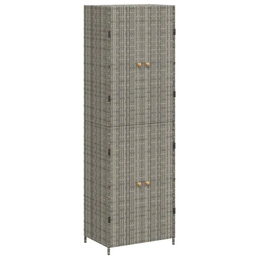 Garden Storage Cabinet Grey Outdoor Shed Poly Rattan Compartment Organizer
