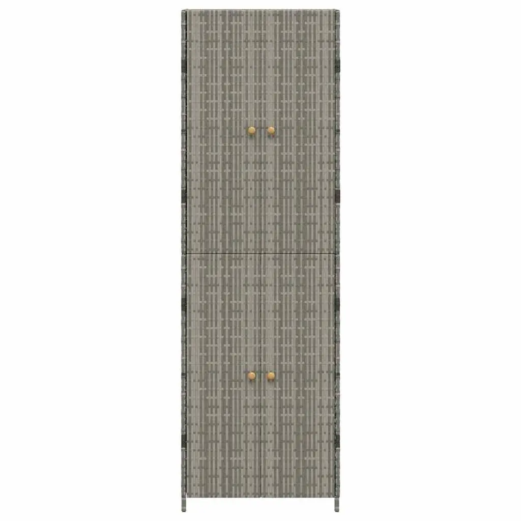 Garden Storage Cabinet Grey Outdoor Shed Poly Rattan Compartment Organizer