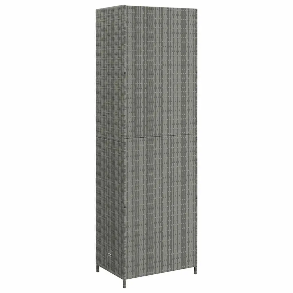 Garden Storage Cabinet Grey Outdoor Shed Poly Rattan Compartment Organizer