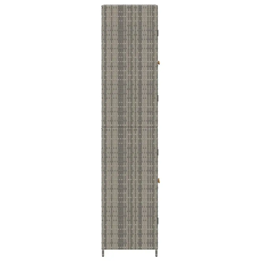 Garden Storage Cabinet Grey Outdoor Shed Poly Rattan Compartment Organizer