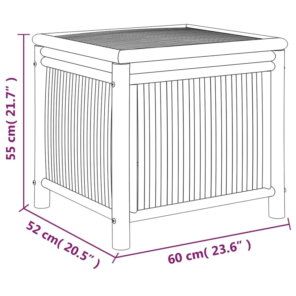 Garden Storage Box Bamboo Outdoor Patio Furniture Bench Chest Brown 60x52x55cm