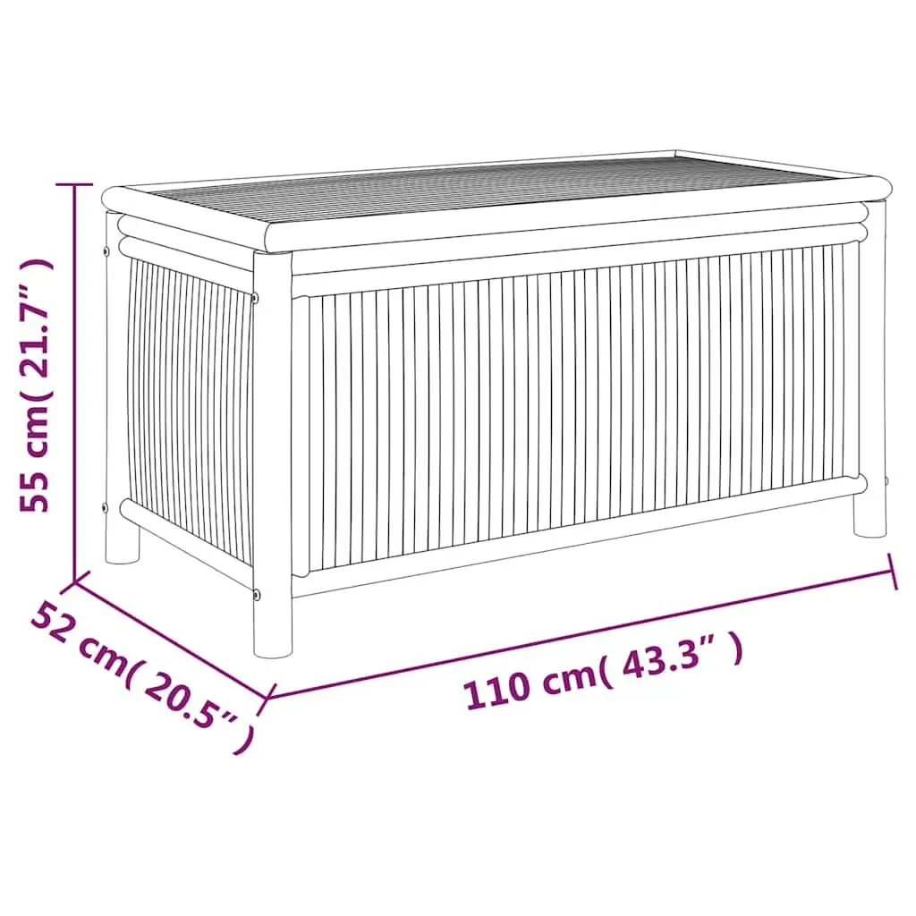 Garden Storage Box 110x52x55cm Bamboo Outdoor Bench Chest Deck Tool