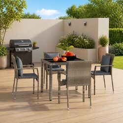 4 Grey Poly Rattan Chairs with Cushions – Specs Inside