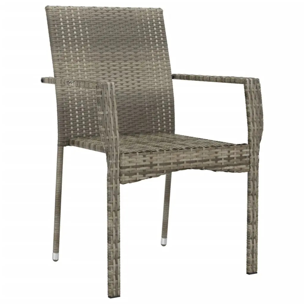 Garden Chairs Set for Outdoor Use 4 Pieces Grey Poly Rattan with Cushions