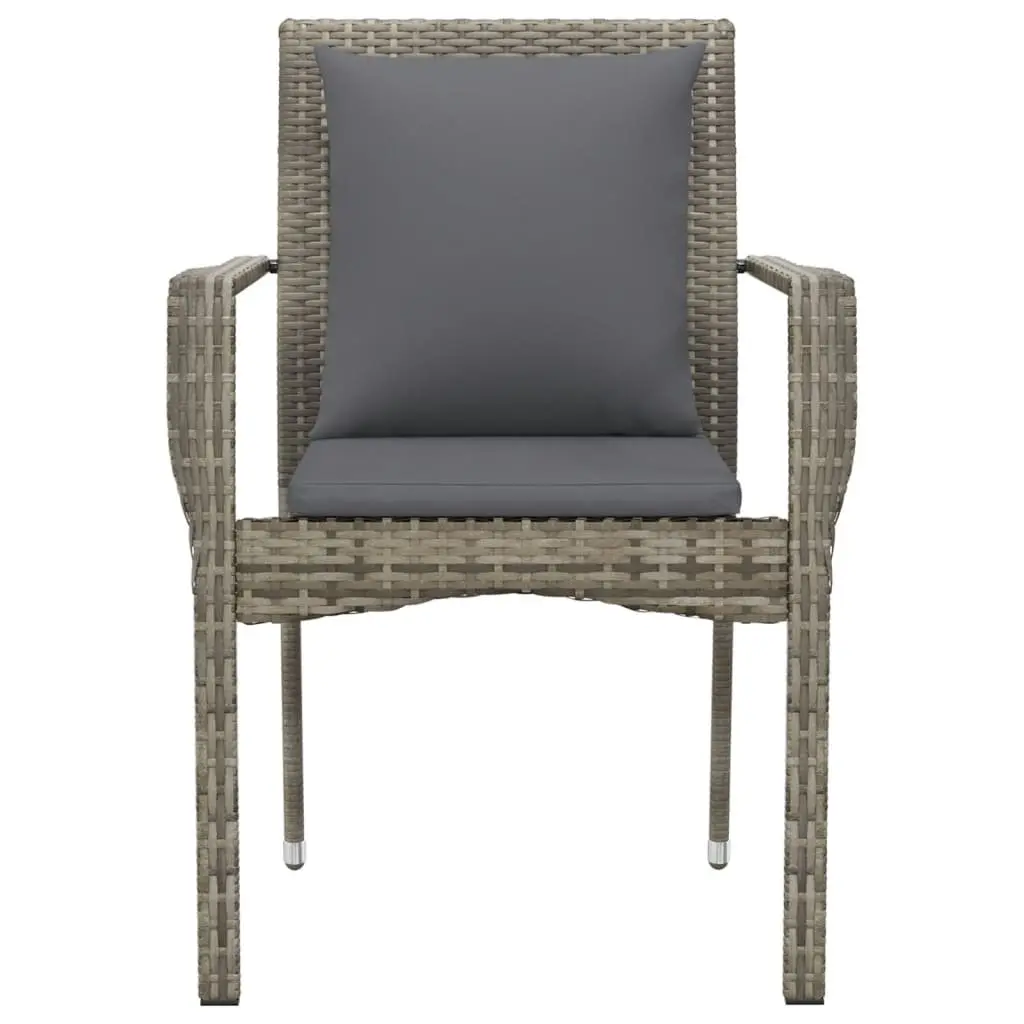 Garden Chairs Set for Outdoor Use 4 Pieces Grey Poly Rattan with Cushions