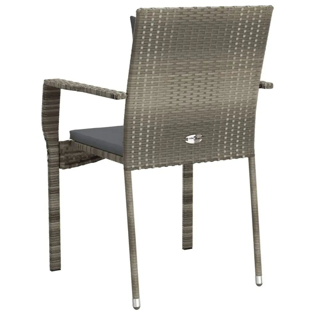 Garden Chairs Set for Outdoor Use 4 Pieces Grey Poly Rattan with Cushions