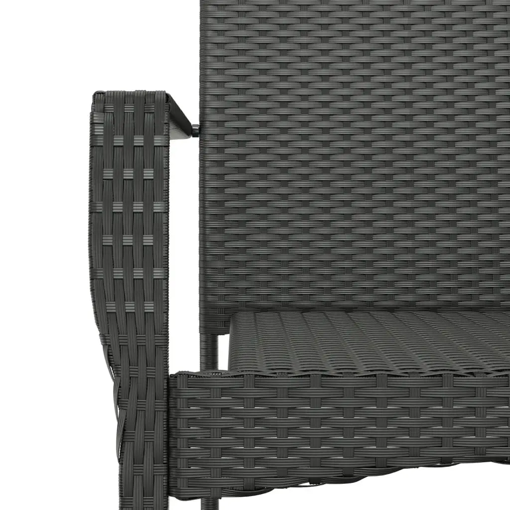 Outdoor Garden Chairs Set of 2 Black Poly Rattan with Cushions for Patio Seating