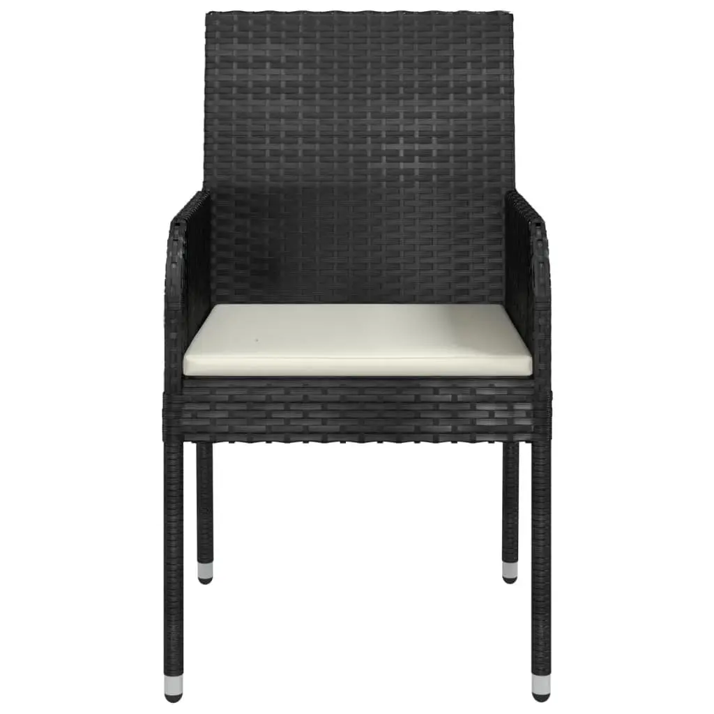 Outdoor Garden Chairs Set of 2 for Patio Space with Cushions Black