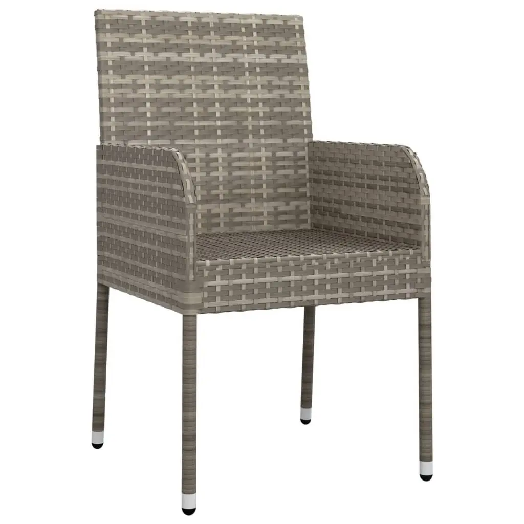 Outdoor Garden Chairs 4 Piece Set for Terrace and Garden Grey Poly Rattan Seating