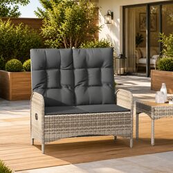 Detailed Specs for Reclining Garden Bench 107cm in Grey