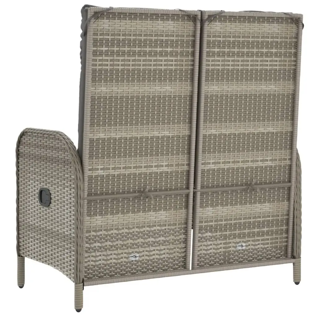 Reclining Garden Bench 107cm Outdoor Seating Poly Rattan Grey with Cushions