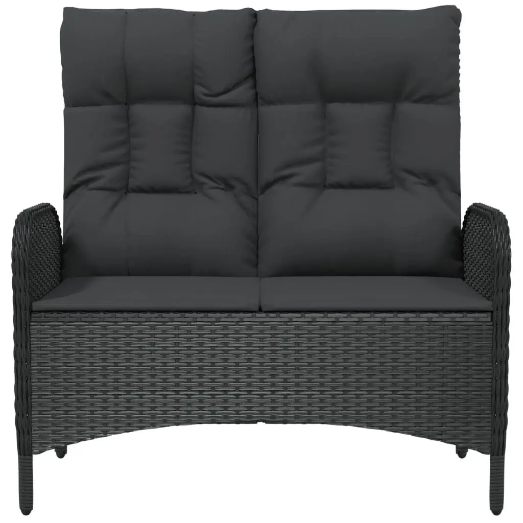 Reclining Garden Bench Outdoor Seating 107cm Black Poly Rattan