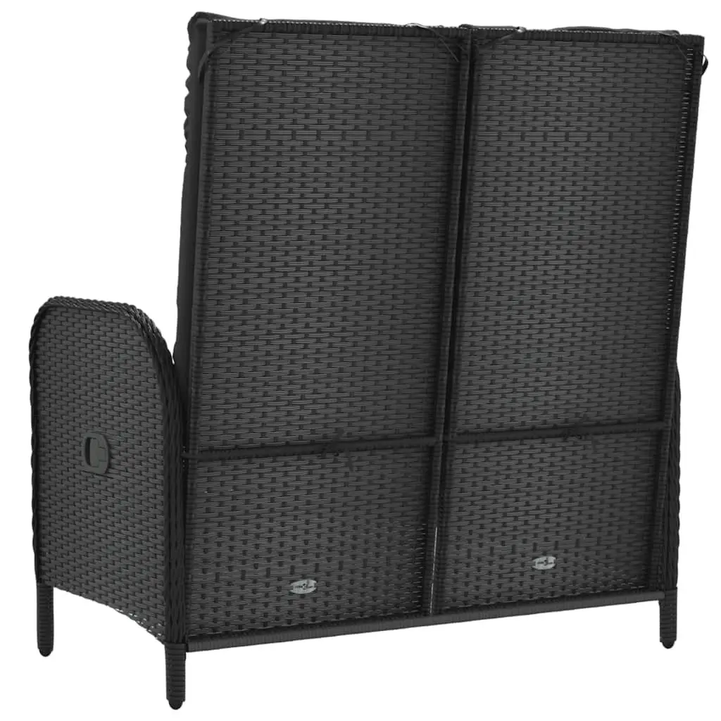 Reclining Garden Bench Outdoor Seating 107cm Black Poly Rattan