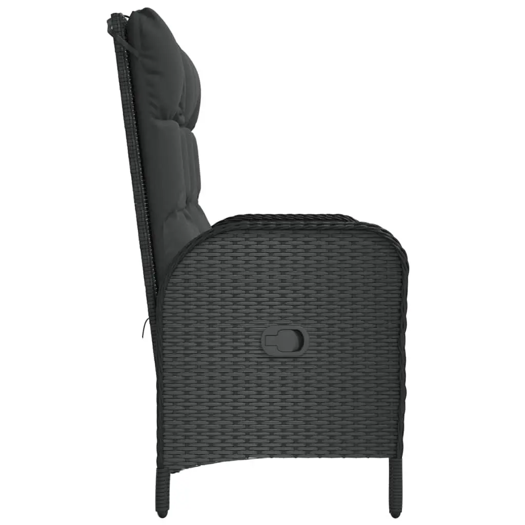 Reclining Garden Bench Outdoor Seating 107cm Black Poly Rattan
