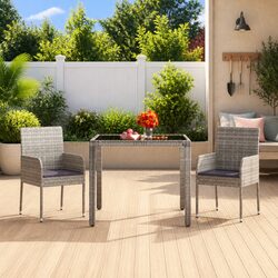 Garden Table Specifications: Grey Poly Rattan 90x90x75cm
