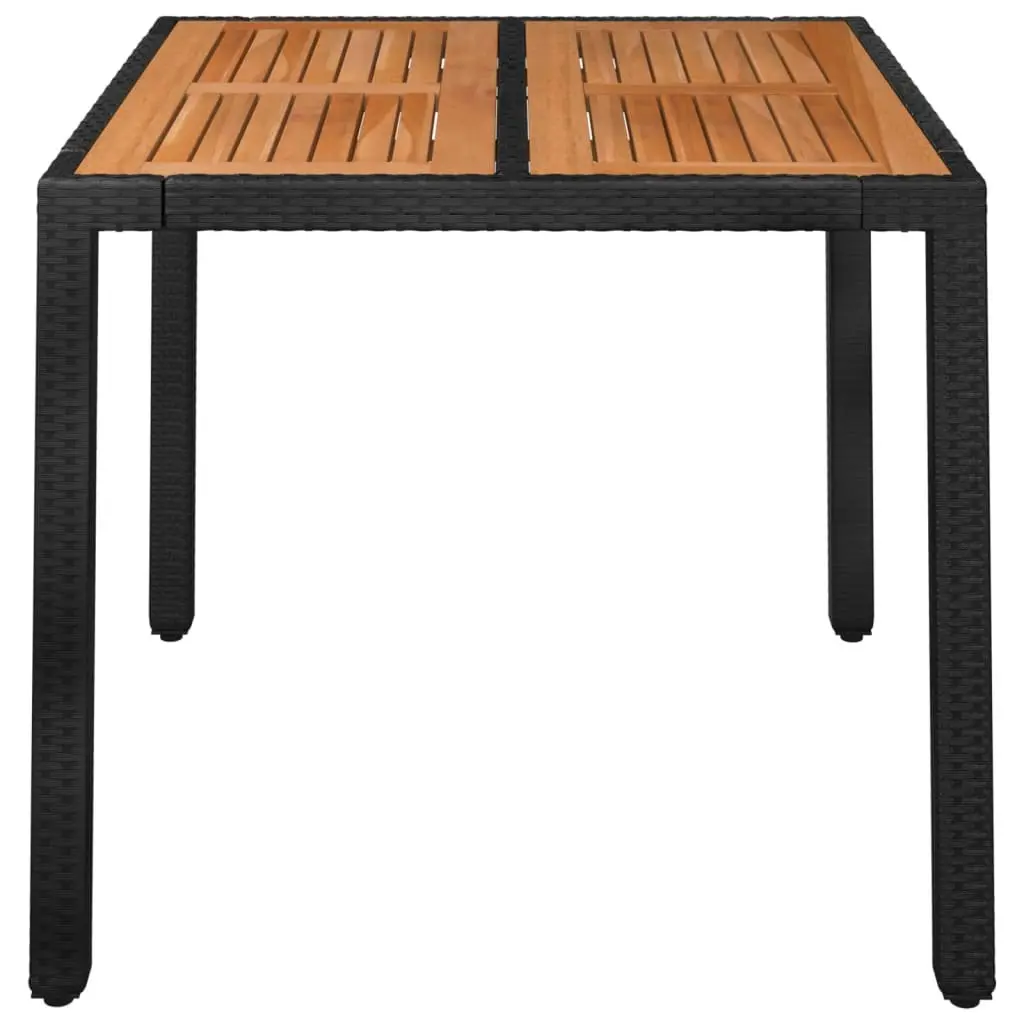 Garden Table Outdoor Dining Poly Rattan Black 90 x 90 x 75 cm