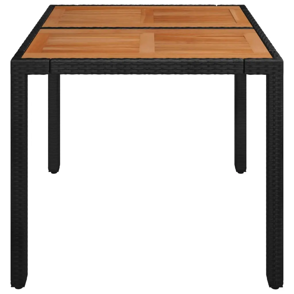 Garden Table Outdoor Dining Poly Rattan Black 90 x 90 x 75 cm