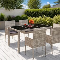Specifications for Grey Poly Rattan Garden Table 150x90x75cm