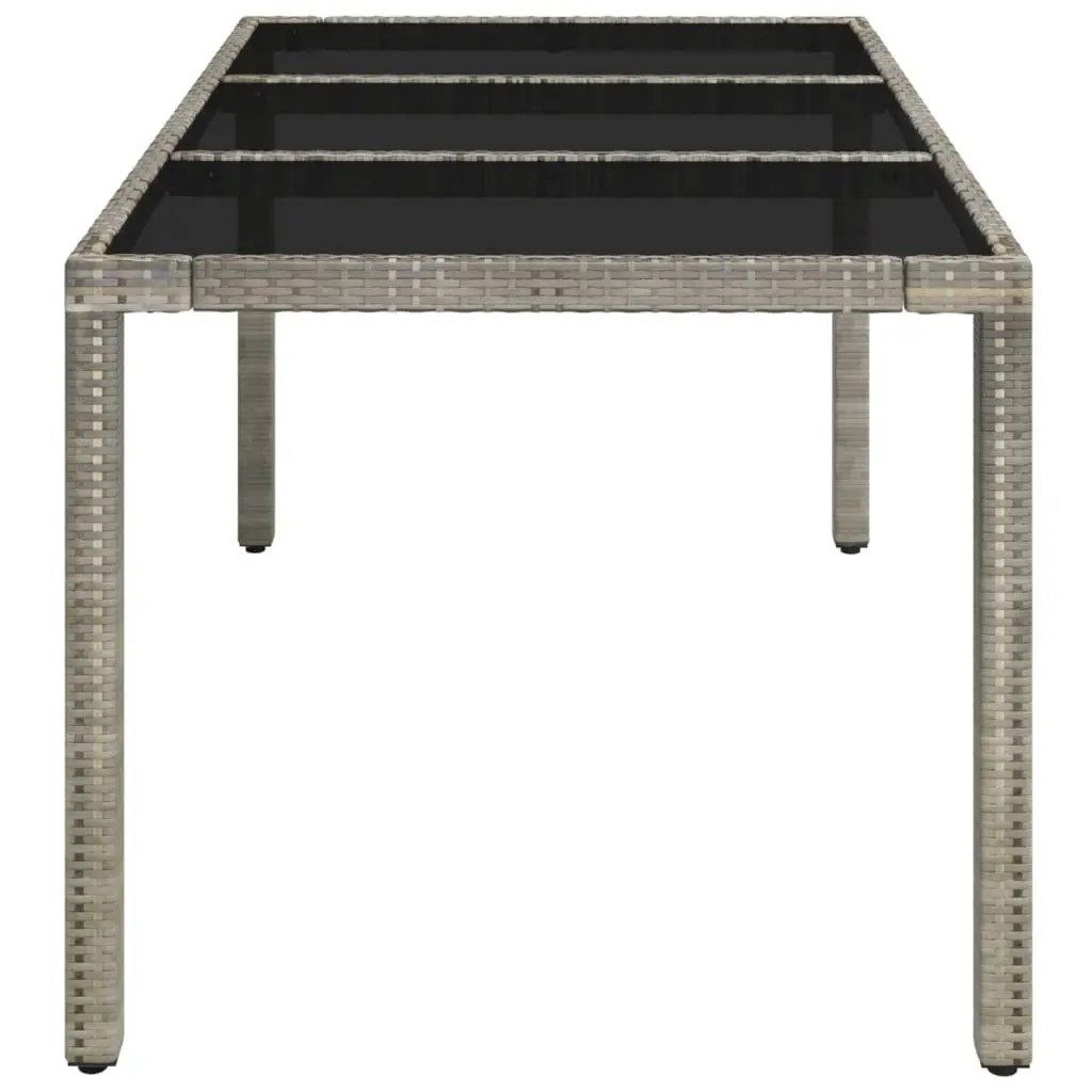 Garden Table Outdoor Patio Furniture Grey Poly Rattan Glass Top 150x90x75cm