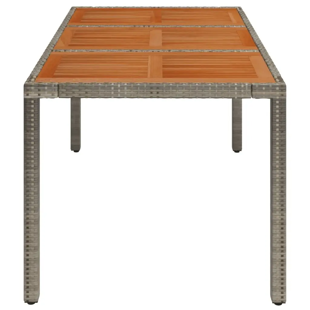 Garden Table Wooden Top Poly Rattan Outdoor Patio Furniture Grey 150x90x75cm