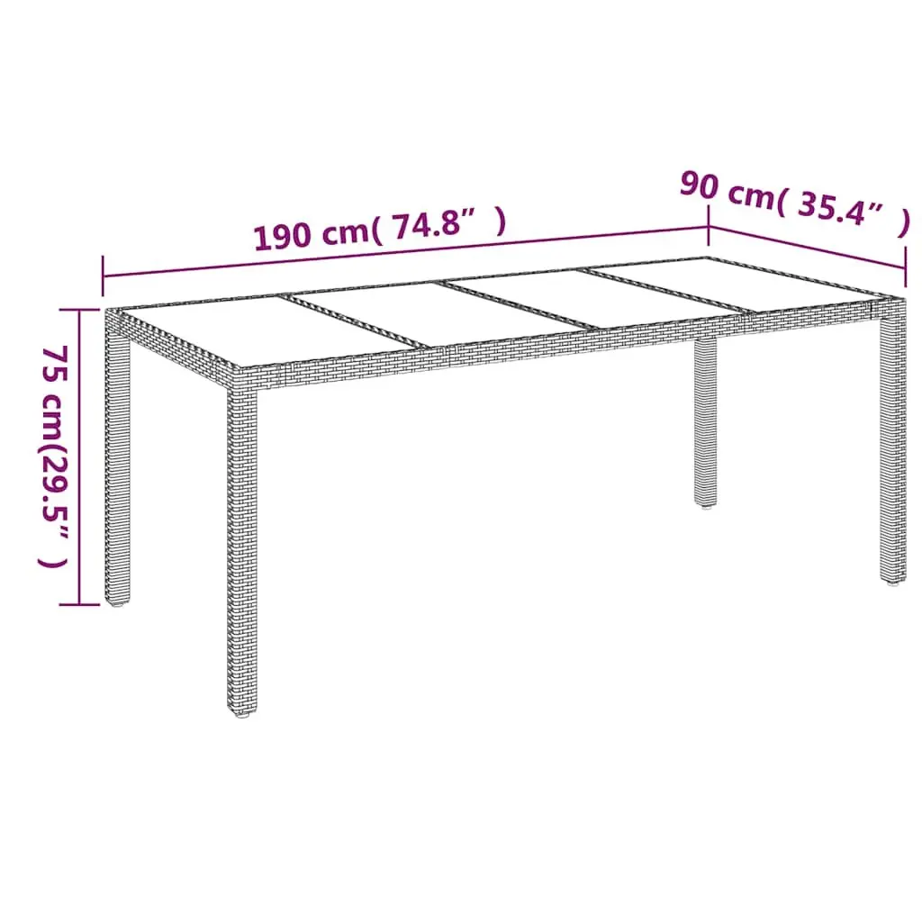 Garden Table Outdoor Patio Furniture Poly Rattan Grey 190x90x75cm