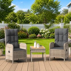 Detailed Specifications of the Grey Poly Rattan Lounge Set
