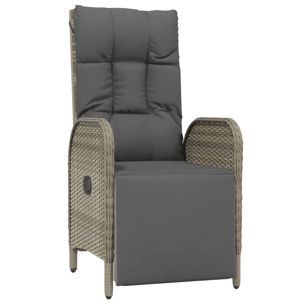 Garden Reclining Chairs 2 Pieces with Table Grey Outdoor Seating Set