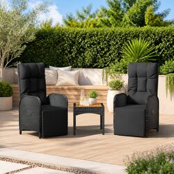 Specifications for Black Poly Rattan Reclining Chairs Set