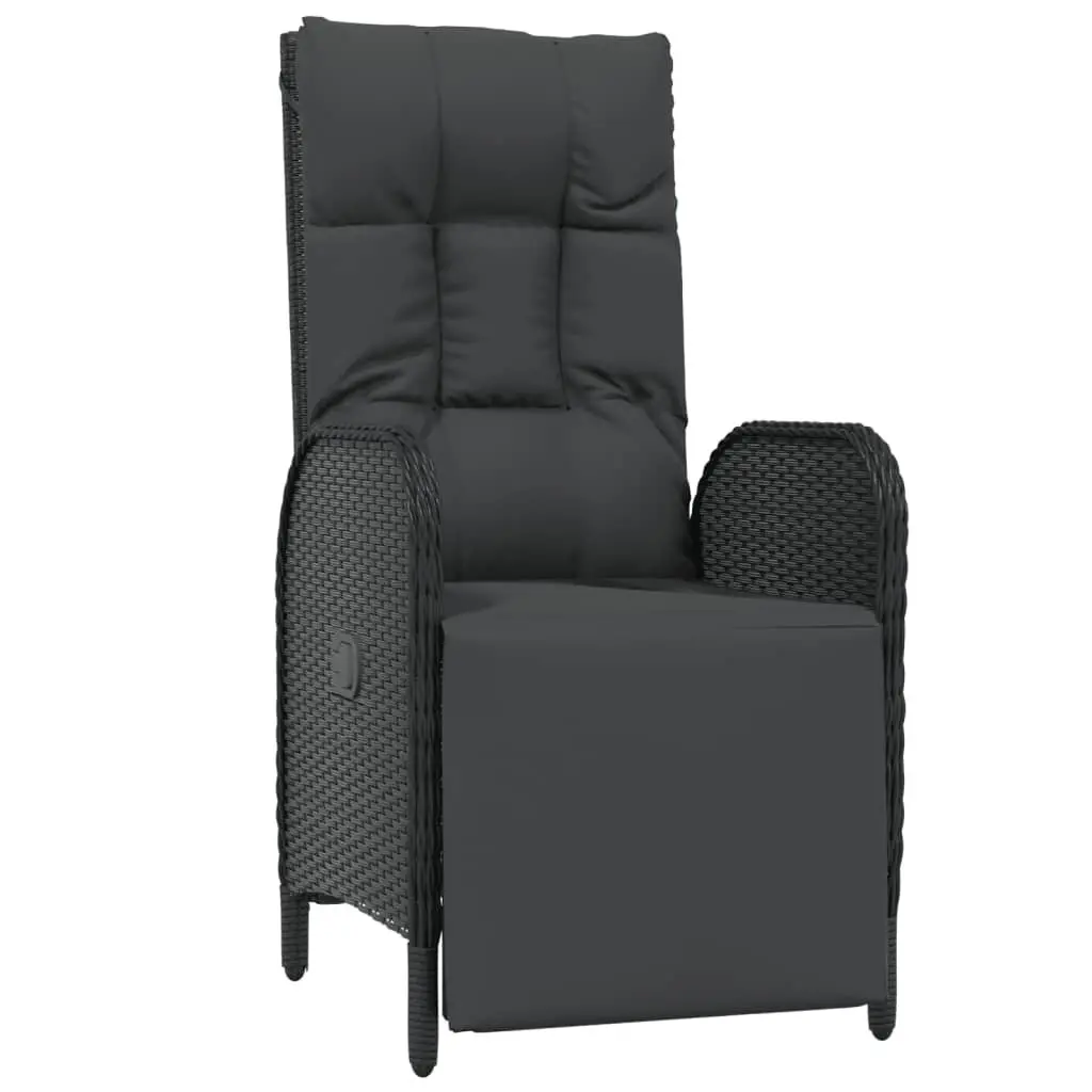 Outdoor Reclining Chairs Set 2 Pieces for Patio Black Poly Rattan