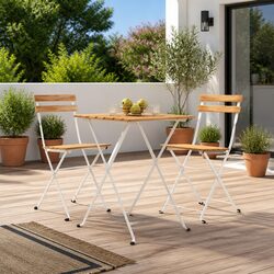 Folding Bistro Chairs: Brown Wood and Steel, 2 Pack