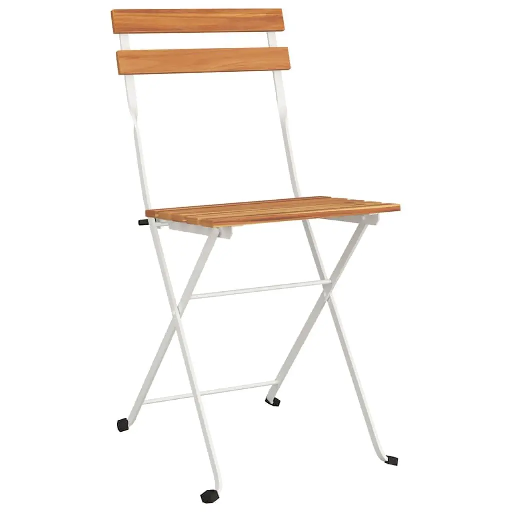 Folding Bistro Chairs 2 pcs Outdoor Garden Seating Wood Steel Foldable