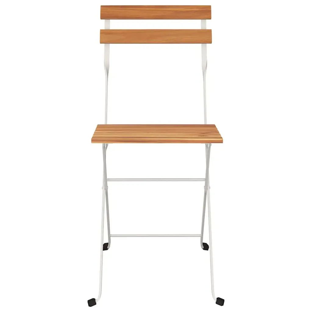Folding Bistro Chairs 2 pcs Outdoor Garden Seating Wood Steel Foldable