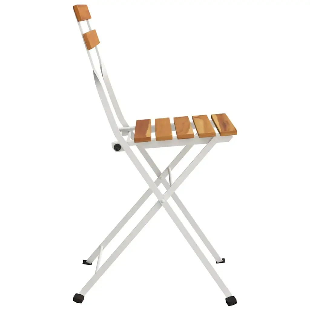 Folding Bistro Chairs 4 pcs Outdoor Garden Seating Acacia Wood Steel Frame